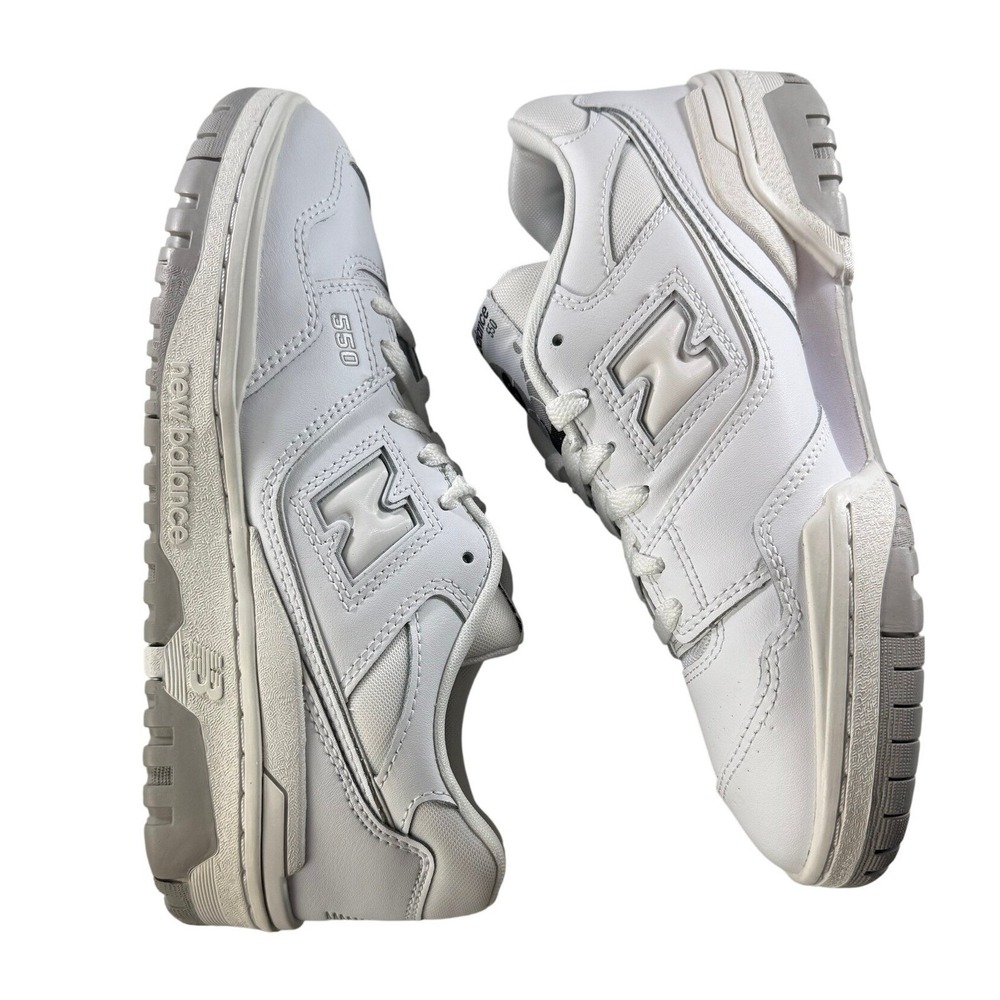 New Balance 550 White White Leather Sneakers GSB550PB Women 8.5 Youth 7 NEW
